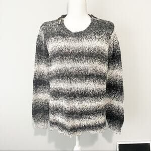 Michael Kors black gray striped sweater cozy zippers size XL